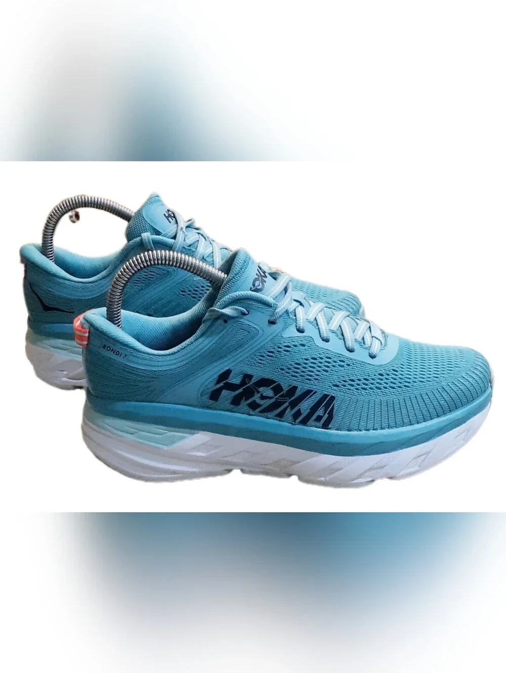 Hoka One One Bondi 7 Womens Size 7 Running Shoes Aqua Haze Blue 1110519